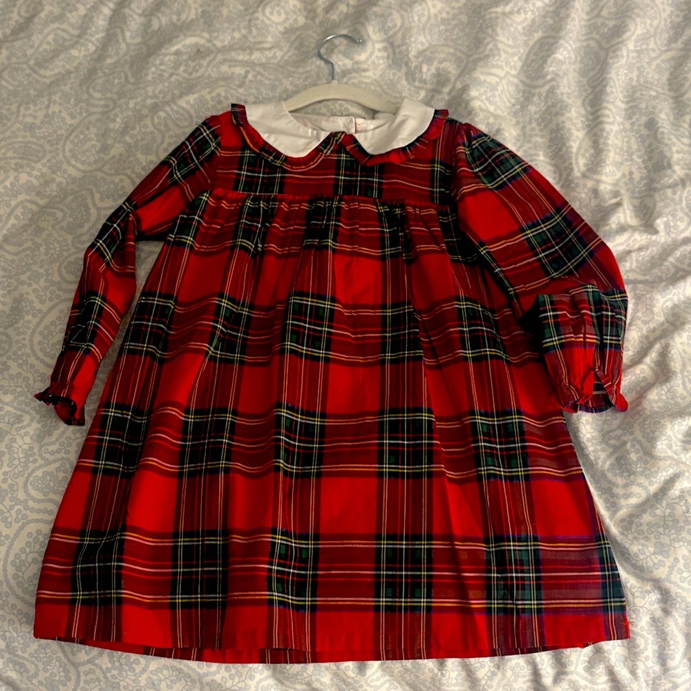 Cecil and Lou Red Plaid Long Sleeve Dress with White Collar sz 6